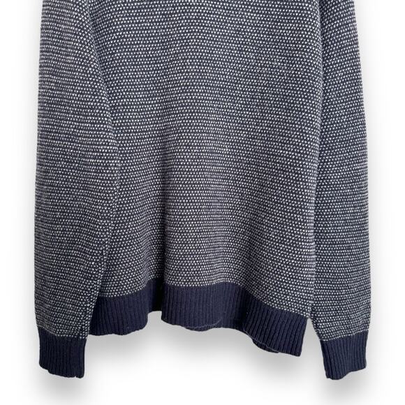 J. Crew 100% Lambswool Navy Blue and White Raglan Sleeve Sweater Men's Size XL - Picture 4 of 8